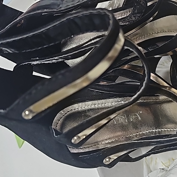 Black and Gold Strappy Heels - Picture 7 of 12